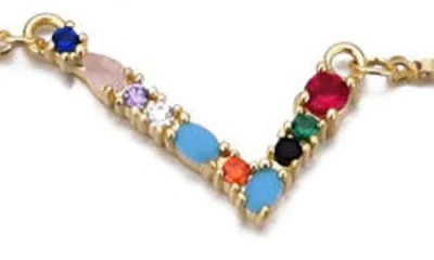 Adornia Mixed Crystal Initial Chain Bracelet