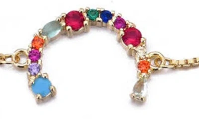 Adornia Mixed Crystal Initial Chain Bracelet