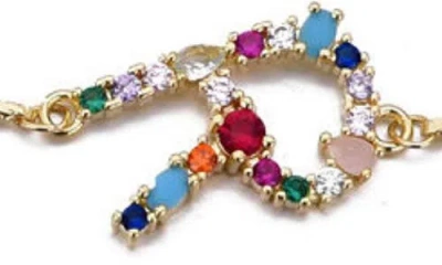 Adornia Mixed Crystal Initial Chain Bracelet