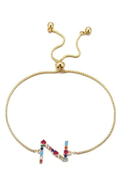 Adornia Mixed Crystal Initial Chain Bracelet
