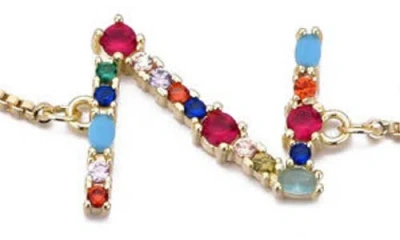 Adornia Mixed Crystal Initial Chain Bracelet