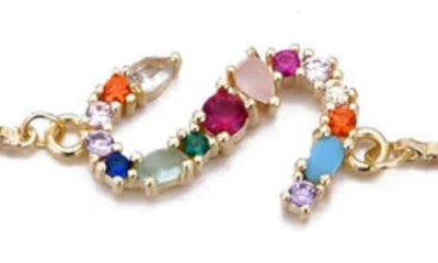 Adornia Mixed Crystal Initial Chain Bracelet
