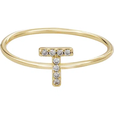 Adornia Pavé Cz Initial Charm Ring