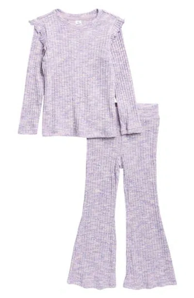 90 Degree By Reflex Kids' Space Dye Rib Knit Set In Purple