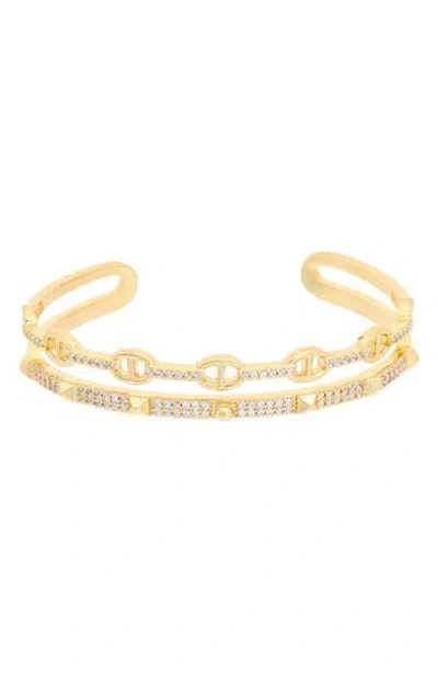 Juvell Cz Pavé Cuff Bracelet Set