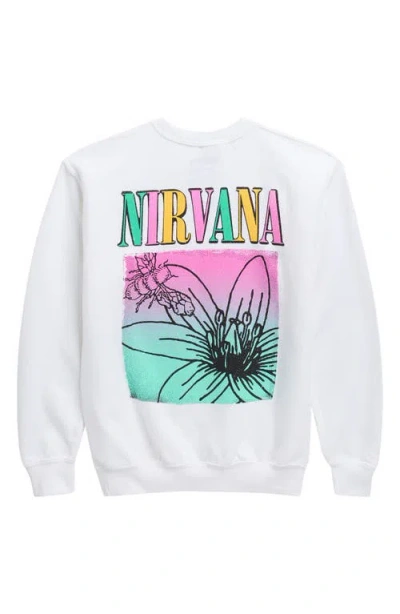 Merch Traffic Kids' Nirvana Lotus Cotton Graphic Sweatshirt In White