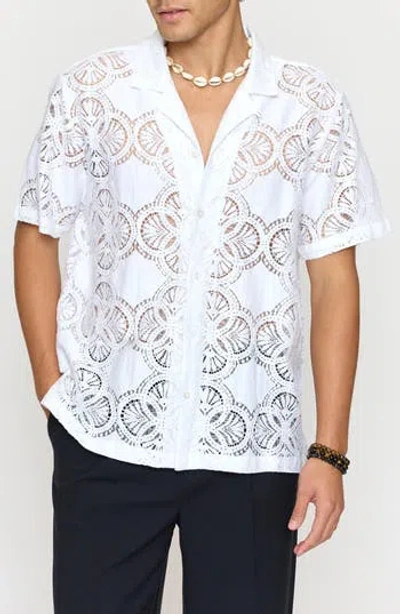 Raga Floral Lace Camp Shirt In White