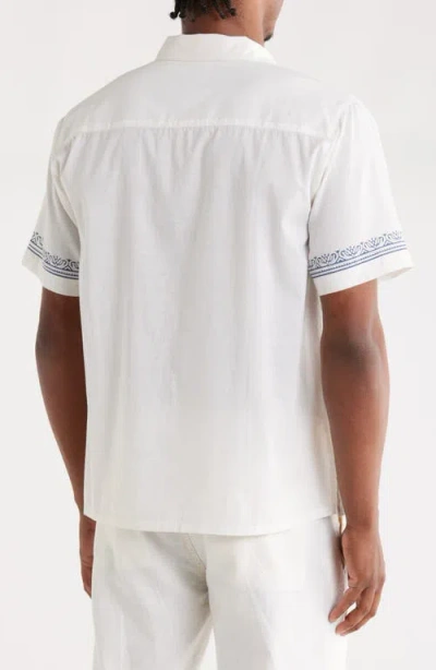 Raga Floral Border Cotton Camp Shirt In White