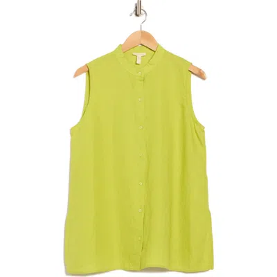 Eileen Fisher Sleeveless Organic Linen Button-up Shirt