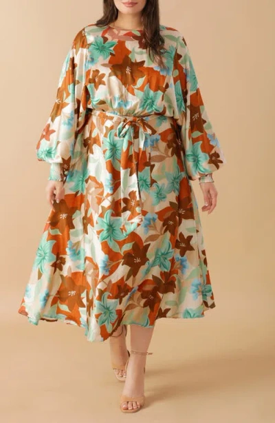 Flying Tomato Print Woven Midi Dress