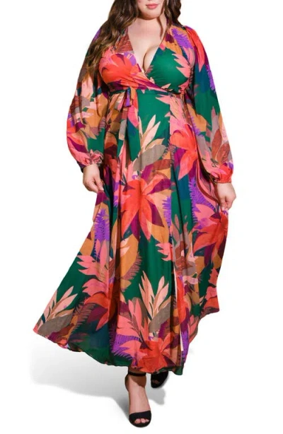 Flying Tomato Long Sleeve Maxi Dress In Multi
