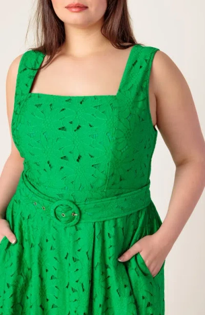 Flying Tomato Embroidered Lace Midi Dress