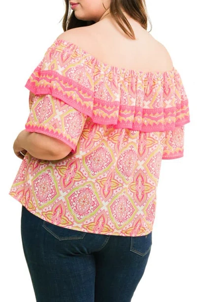 Flying Tomato Spread Cheer Woven Top In Fuchsia Lime In Pink