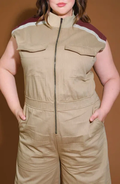 Flying Tomato Cap Sleeve Cotton Utility Jumpsuit