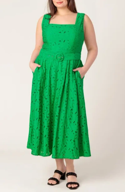 Flying Tomato Embroidered Lace Midi Dress