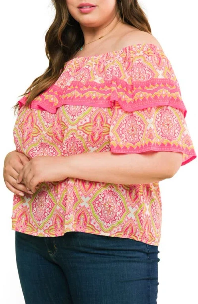 Flying Tomato Spread Cheer Woven Top In Fuchsia Lime In Pink
