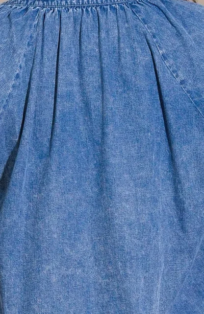 Flying Tomato Long Sleeve Washed Denim Top