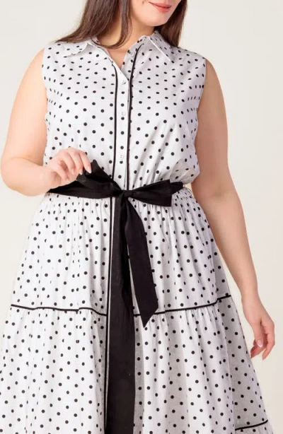 Flying Tomato Print Woven Midi Dress In White