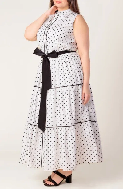 Flying Tomato Print Woven Midi Dress In White