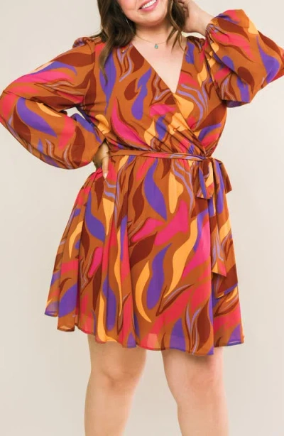 Flying Tomato Long Sleeve Print Minidress