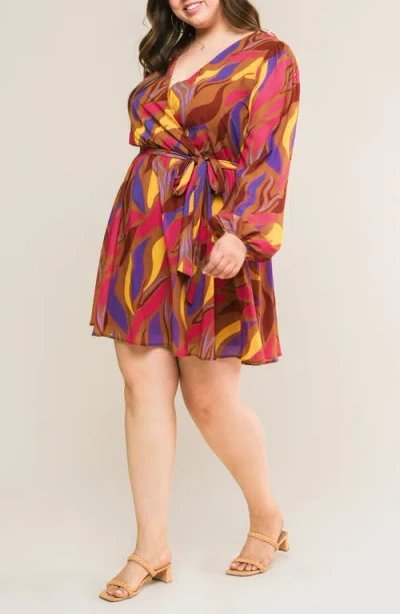 Flying Tomato Long Sleeve Print Minidress