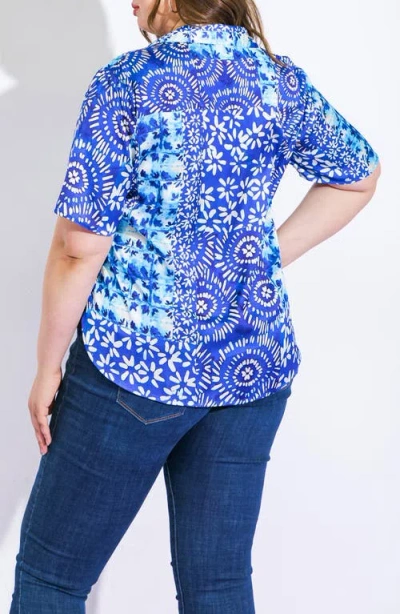 Flying Tomato Printed Woven Button-up Shirt In Blue