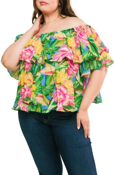 Flying Tomato Off-the-shoulder Top In Green