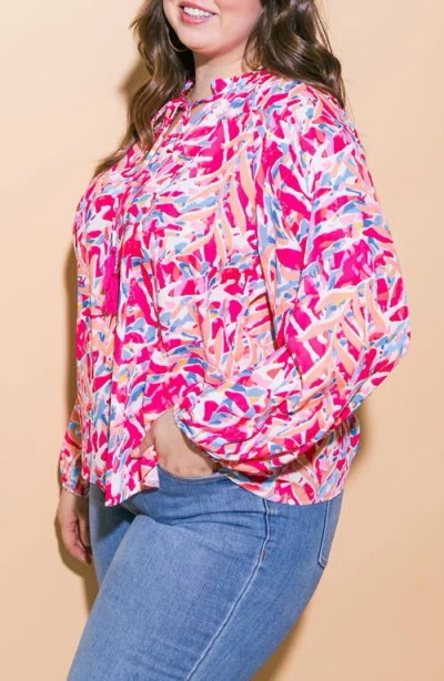 Flying Tomato Keyhole Long Sleeve Top In Pink