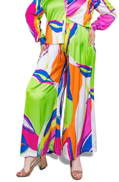 Flying Tomato Print Woven Satin Pants In Multi