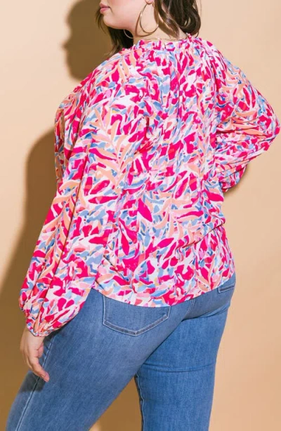 Flying Tomato Keyhole Long Sleeve Top In Pink