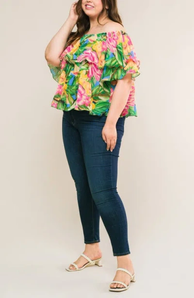 Flying Tomato Off-the-shoulder Top In Green