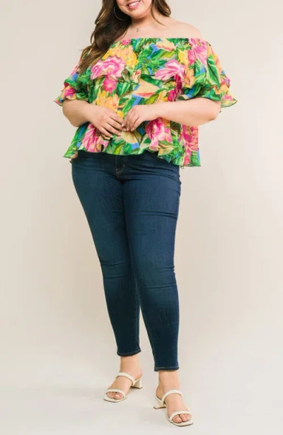 Flying Tomato Off-the-shoulder Top In Green