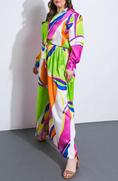 Flying Tomato Print Woven Satin Pants In Multi