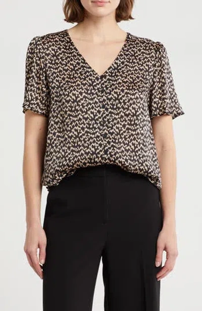 Pleione V-neck Button Top In Gray