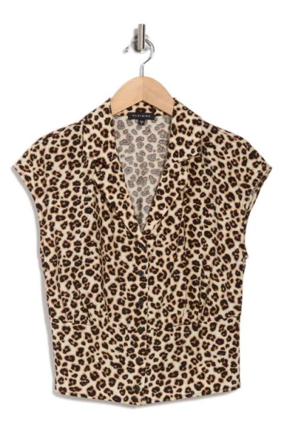 Pleione Patterned Camp Shirt In Animal Print