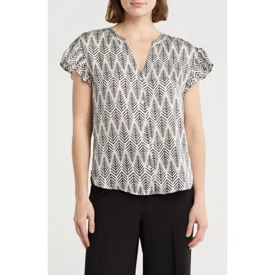 Pleione Print Ruffle Sleeve Top