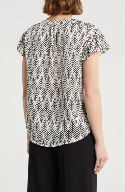Pleione Print Ruffle Sleeve Top