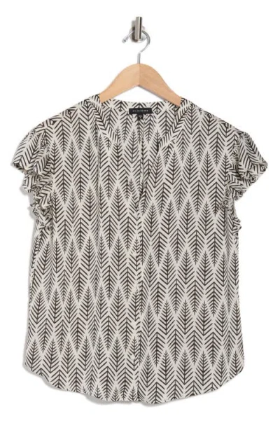 Pleione Print Ruffle Sleeve Top