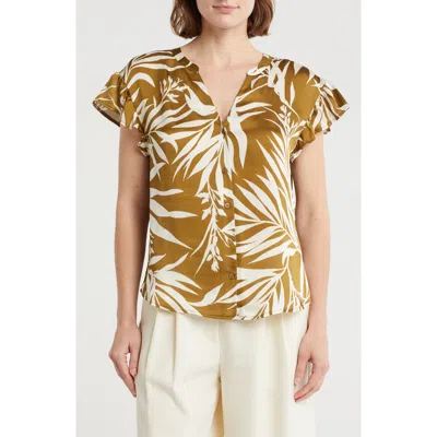 Pleione Print Ruffle Sleeve Top