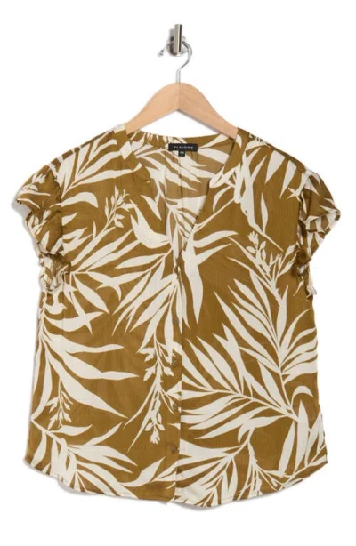 Pleione Print Ruffle Sleeve Top