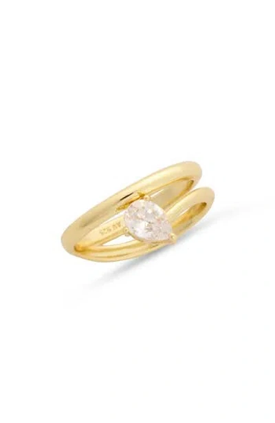 Argento Vivo Pear Cut Cz Bypass Ring