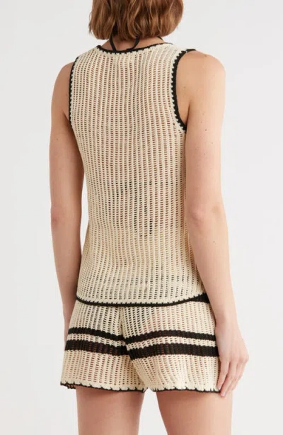 Elan Scoop Neck Open Stitch Cover-up Tank In Neutral