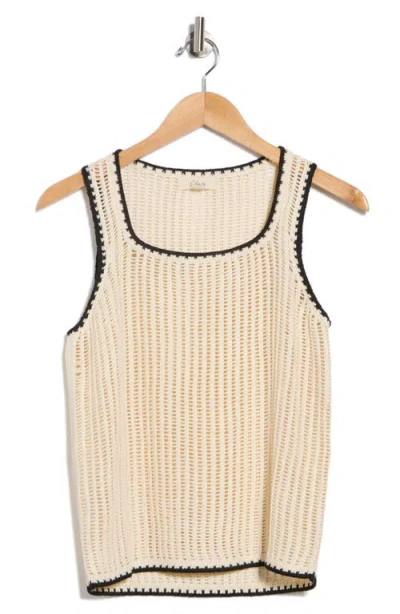 Elan Scoop Neck Open Stitch Cover-up Tank In Neutral