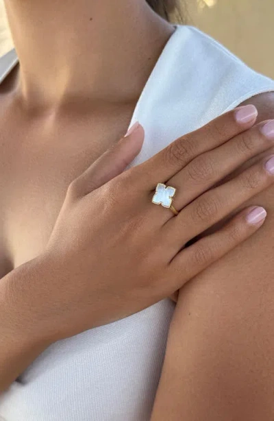 Adornia Motehr Of Pearl Clover Ring