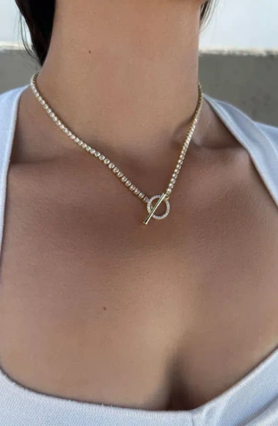Adornia Crystal Toggle Necklace