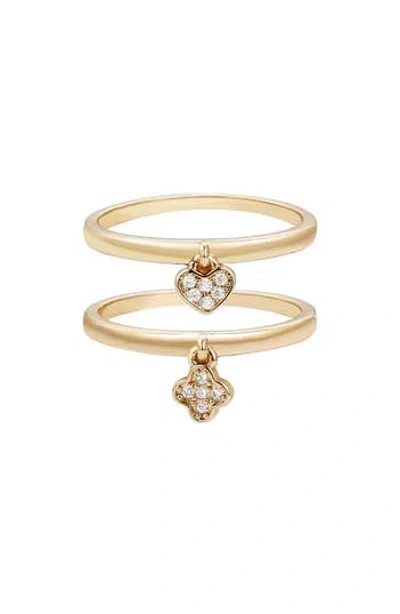 Adornia Set Of 2 Pavé Cubic Zirconia Charm Rings