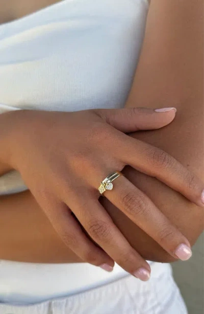Adornia Set Of 2 Pavé Cubic Zirconia Charm Rings