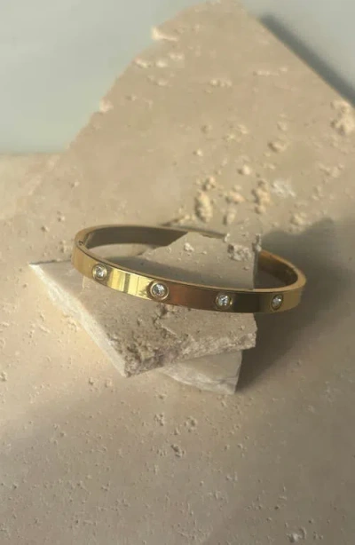 Adornia Tarnish Resistant 18k Yellow Gold Plated Crystal Eternity Cuff In Gold