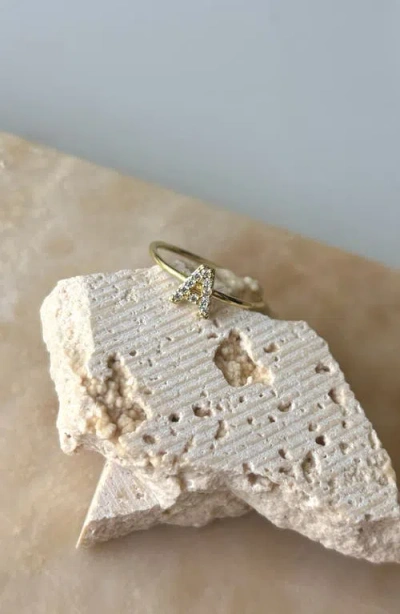 Adornia Pavé Cz Initial Charm Ring