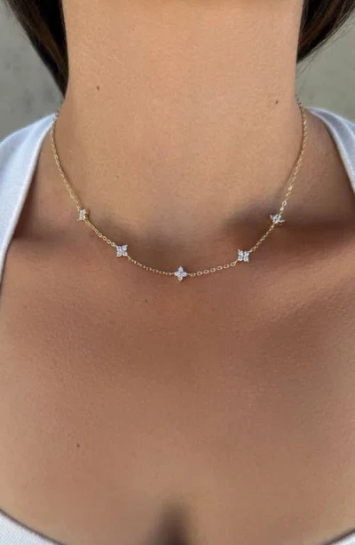 Adornia Cubic Zirconia Flower Station Necklace